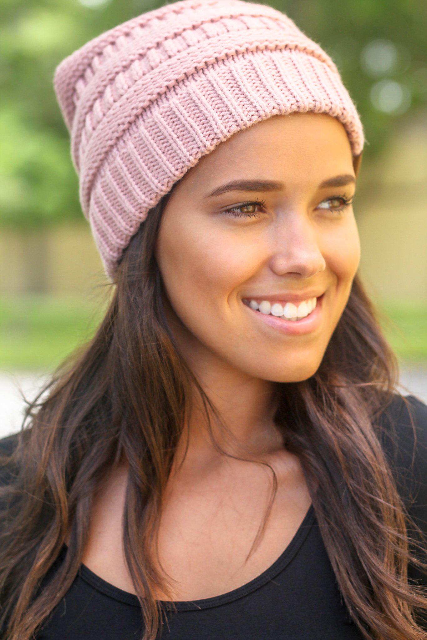 Fashionable Indi Pink Acrylic Knit Beanie for Fall and Winter