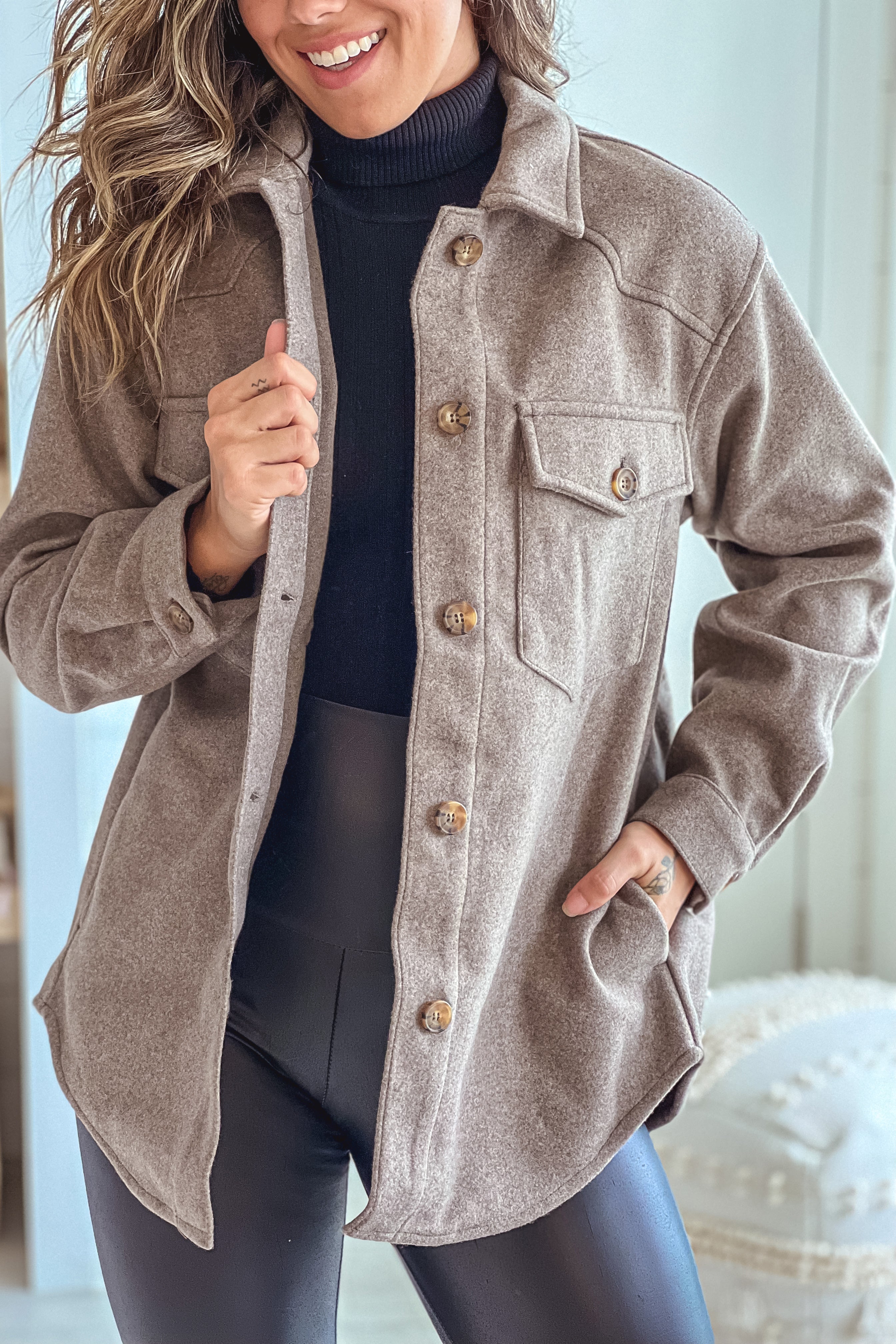 Cozy Oversized Coco Brown Fleece Shacket for Fall
