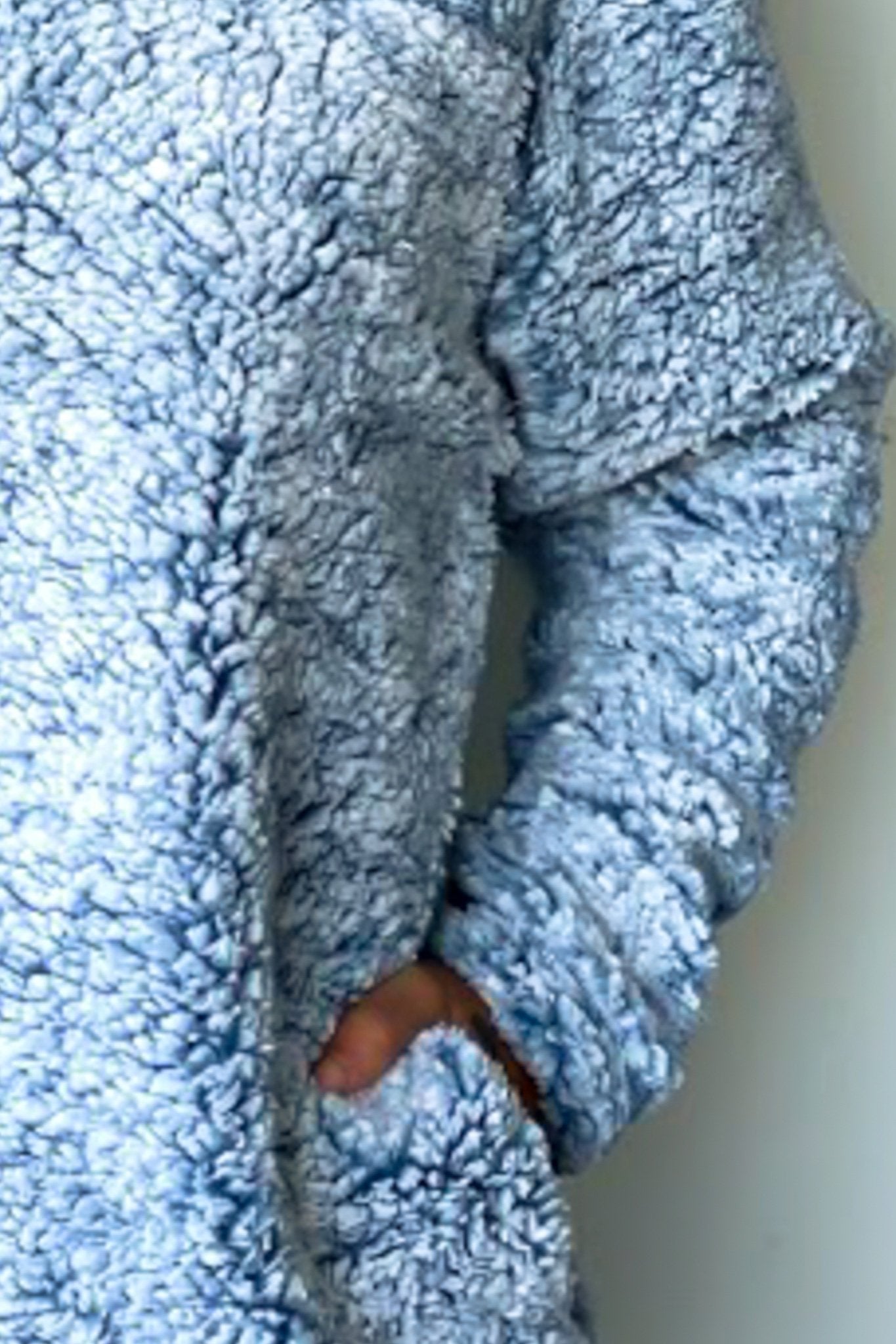 Cozy Blue Fuzzy Polyester Pullover for Winter