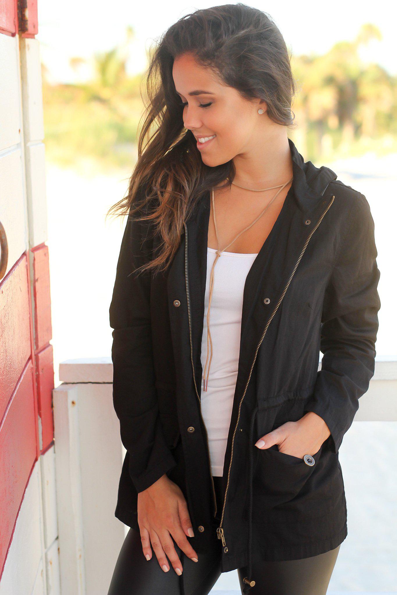 Stylish Black Cotton Hooded Jacket for Fall Wardrobe