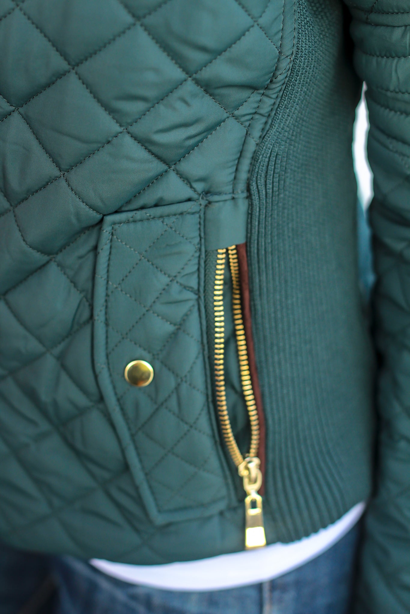 Stylish Hunter Green Polyester Quilted Jacket for Cool Weather
