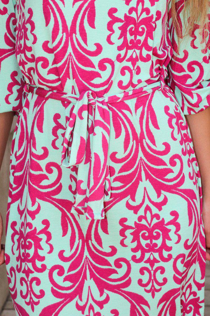 Stylish Mint and Fuchsia Colored Short Women's Dress