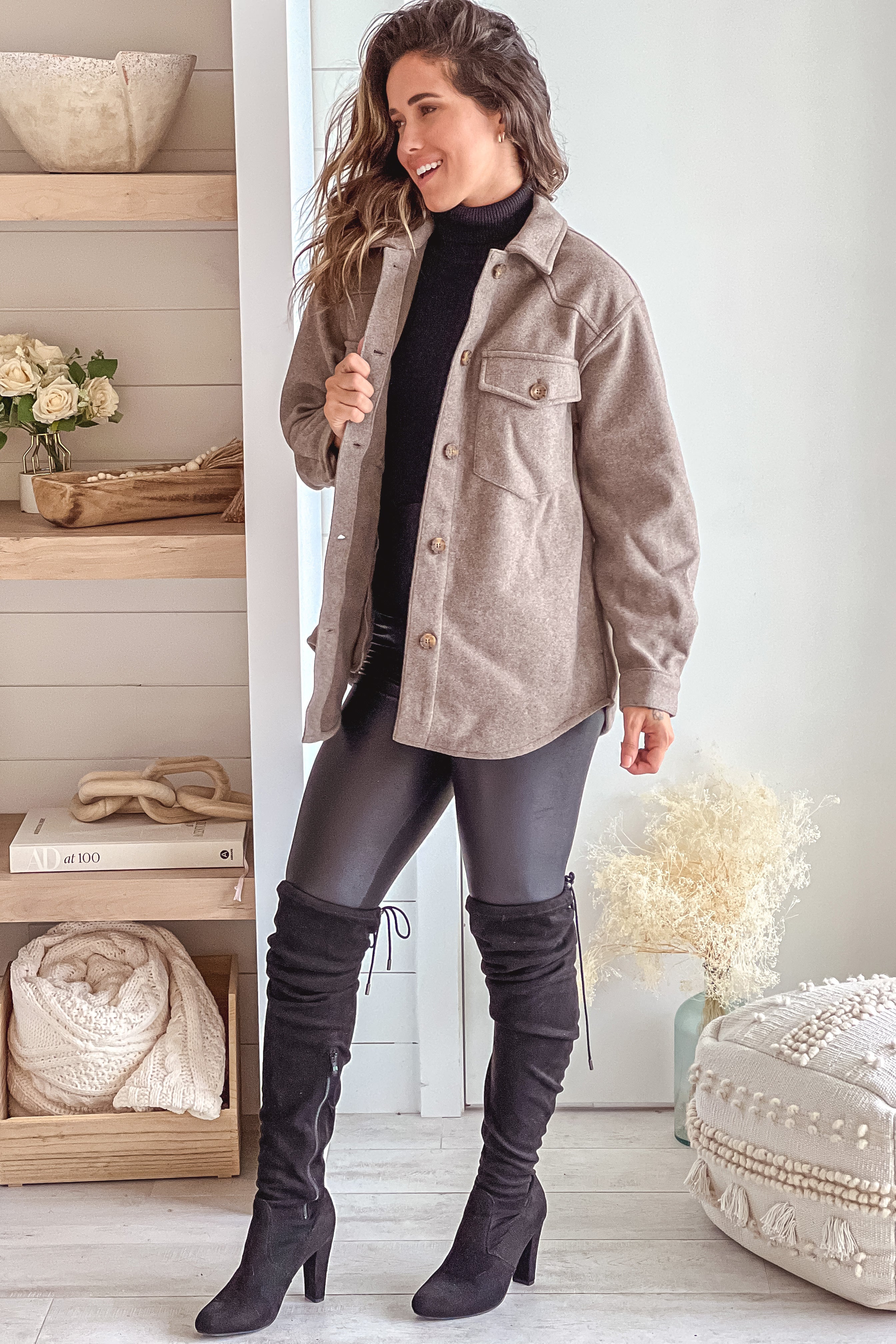 Cozy Oversized Coco Brown Fleece Shacket for Fall