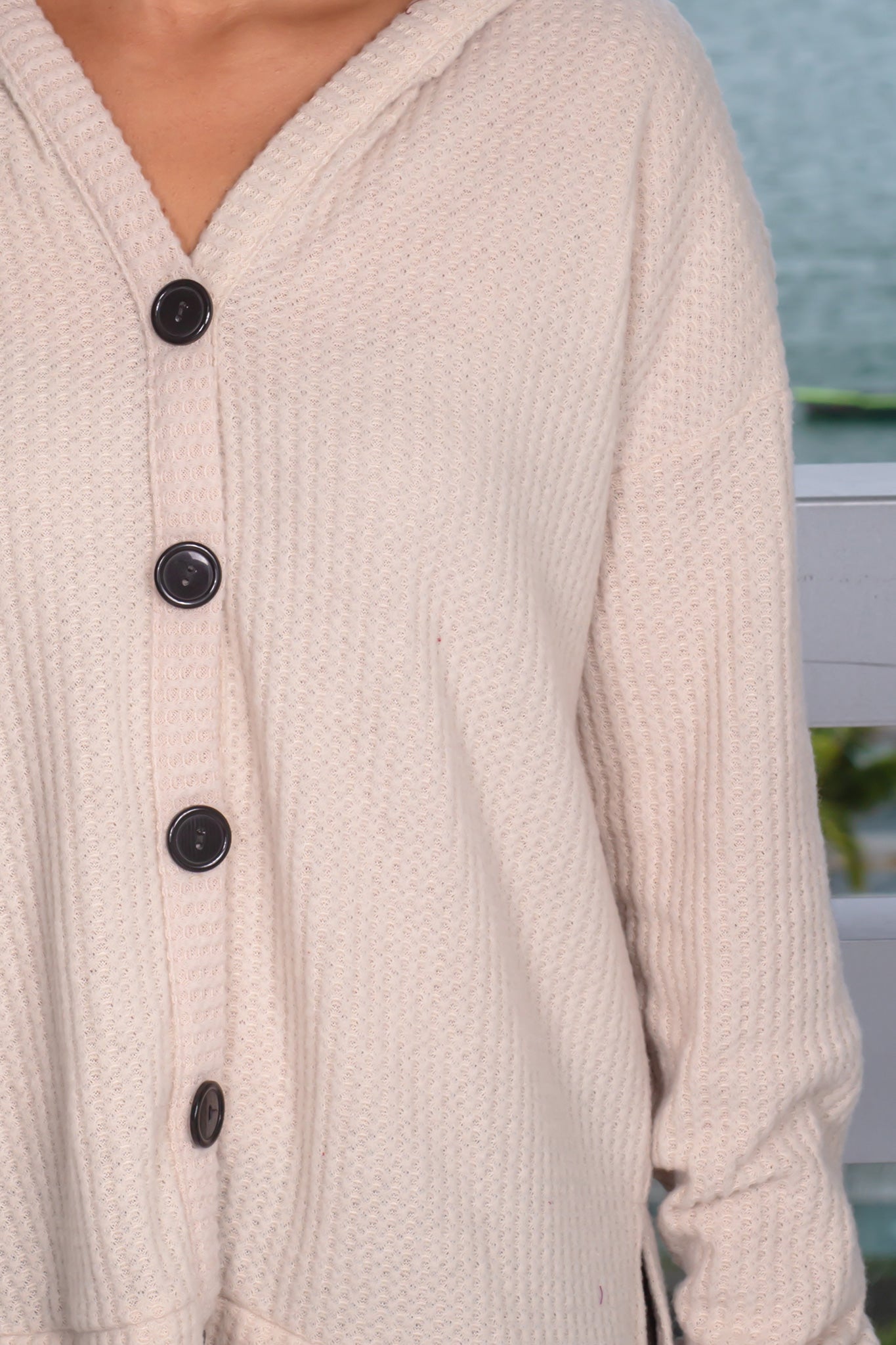 Cream-Colored Button-Down Oversized Hoodie for All Seasons