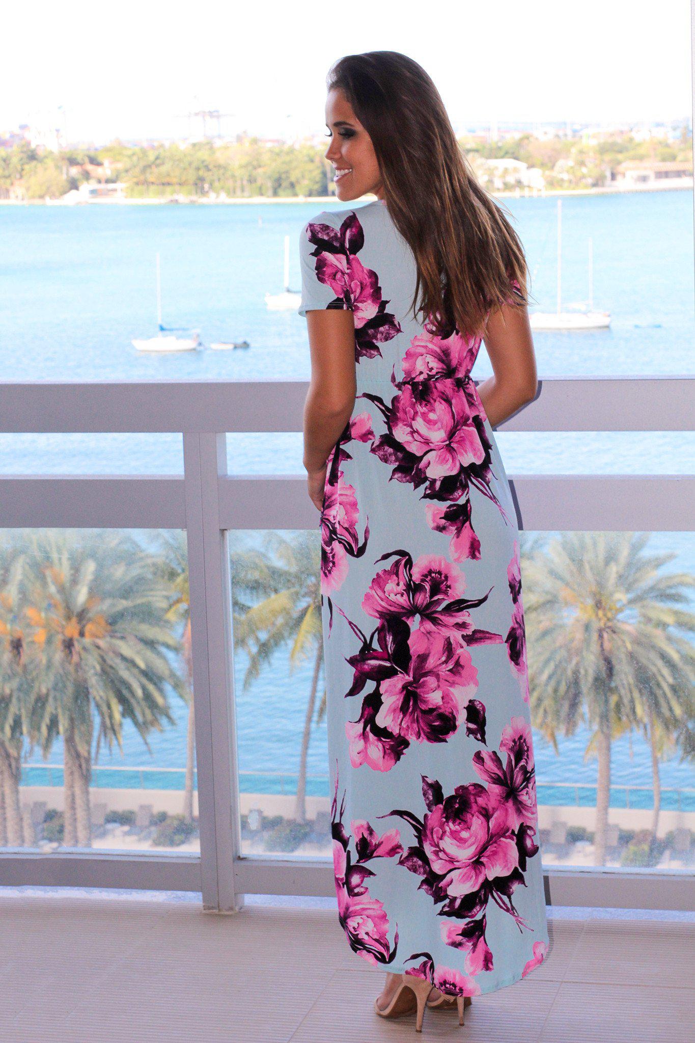 Stunning Mint Floral Women's High Low Dress for Fashionable Occasions