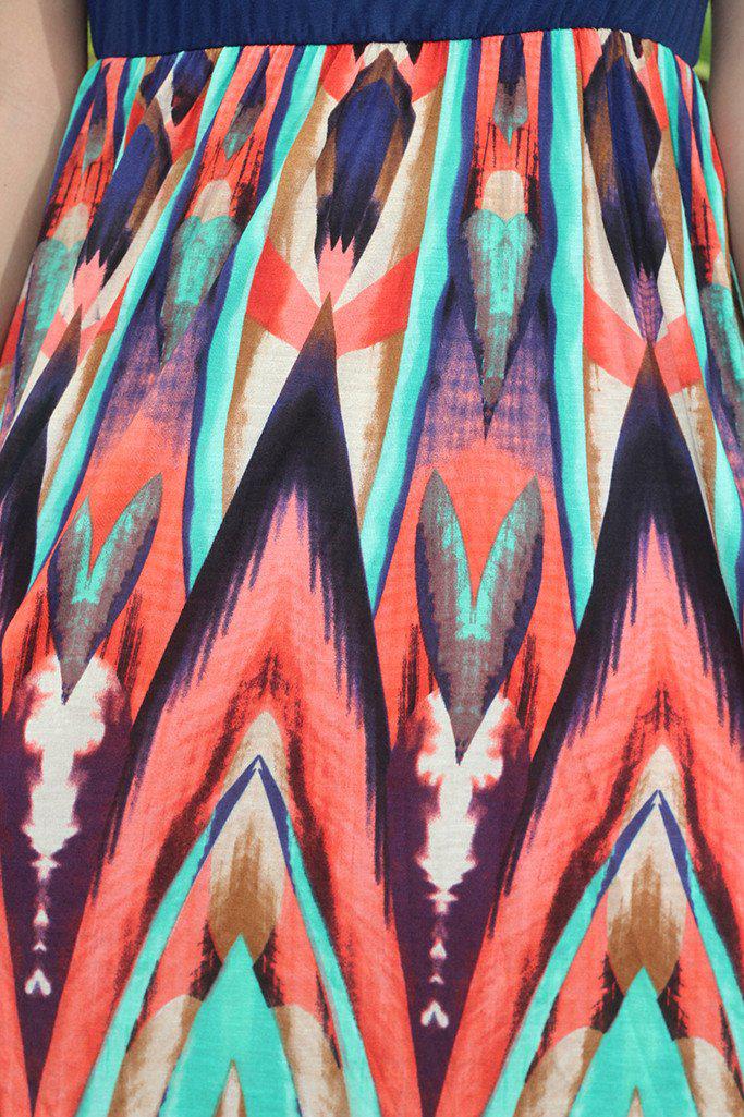 Stylish Mint, Coral and Navy Short Dress Combo with Matching Top