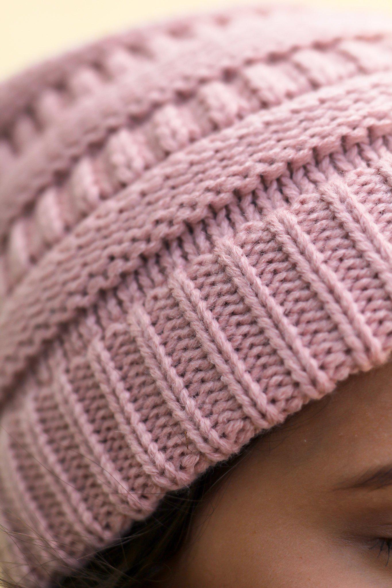 Fashionable Indi Pink Acrylic Knit Beanie for Fall and Winter