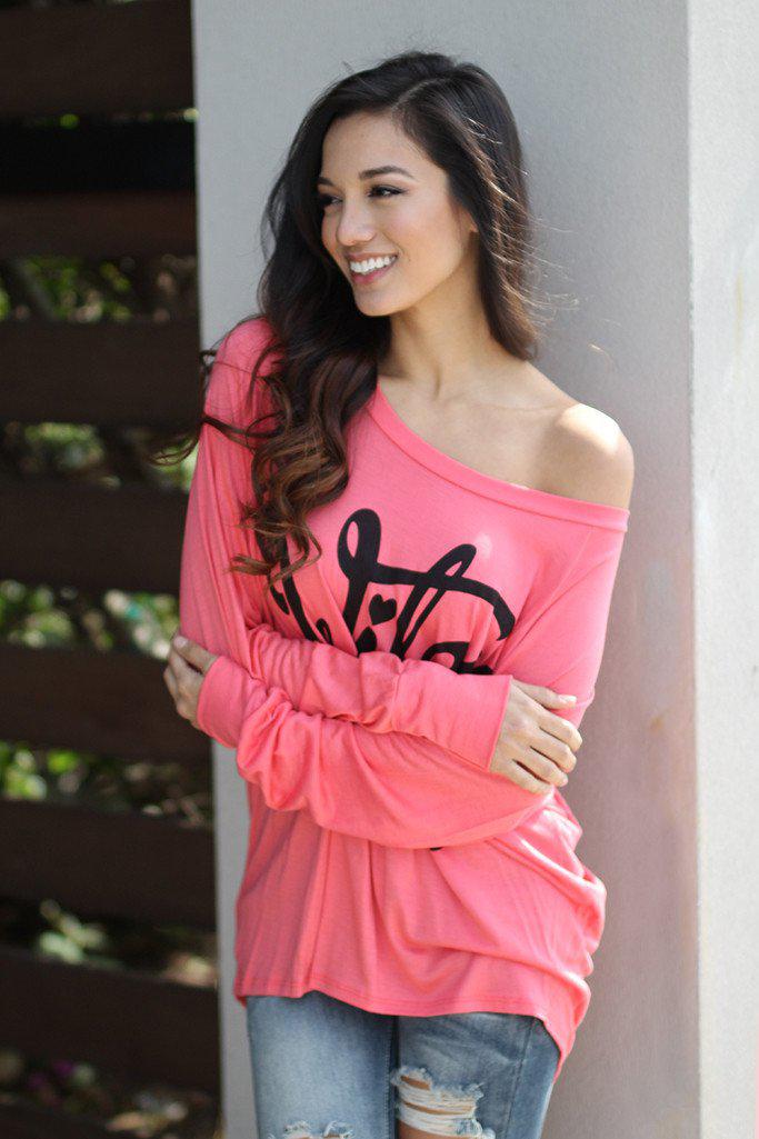 Coral-colored “Wifey” Women's Fashionable Top