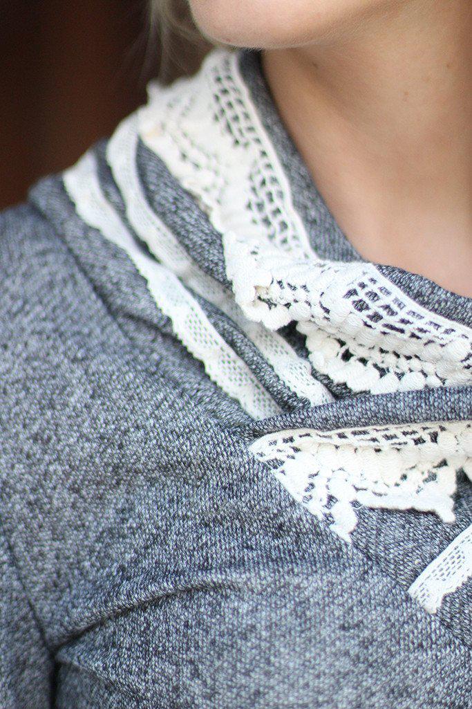 Fashionable Charcoal Crochet - Detailed Sweater for All Occasions
