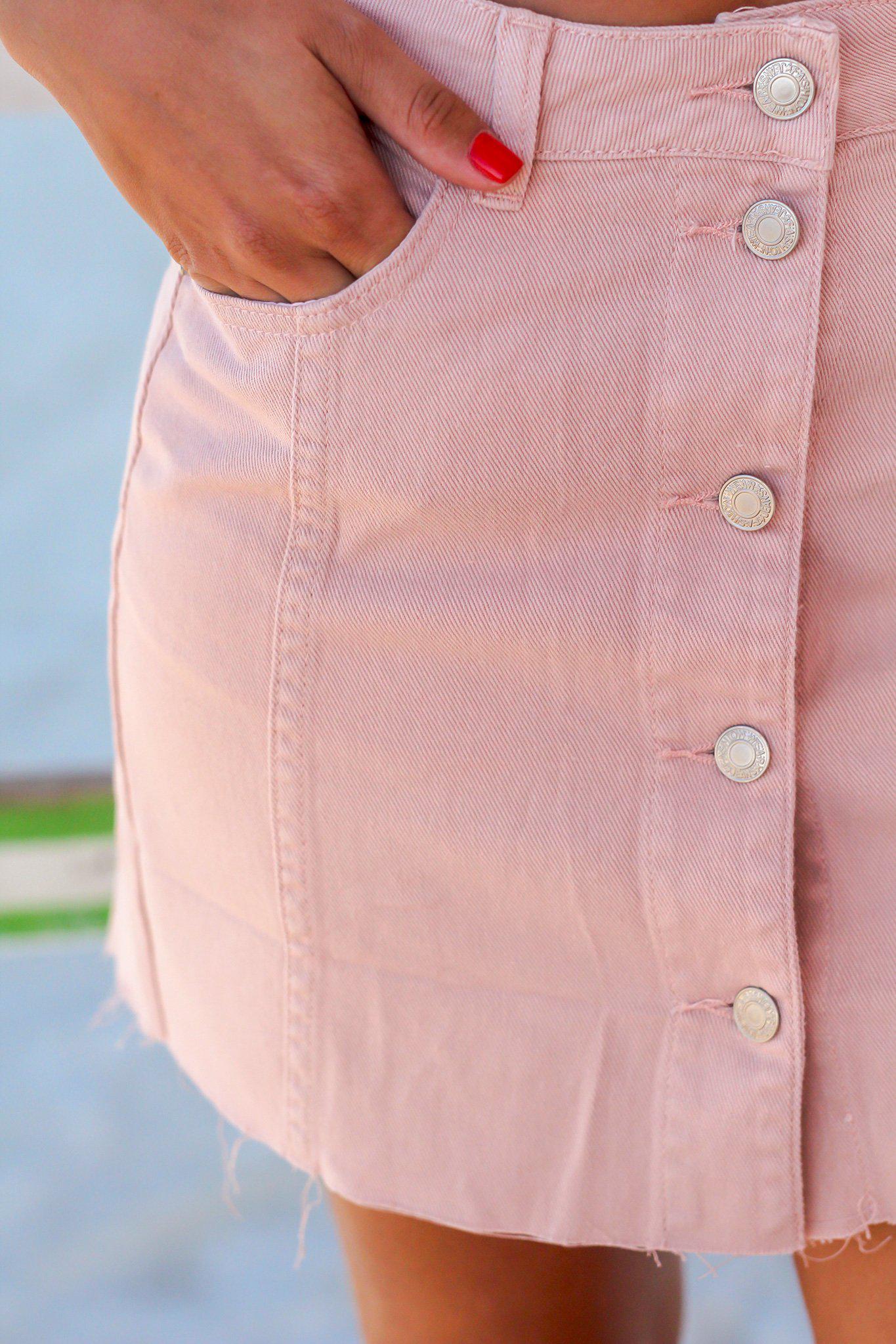 Fashionable Blush - Hued Denim Women's Skirt for Stylish Outfits