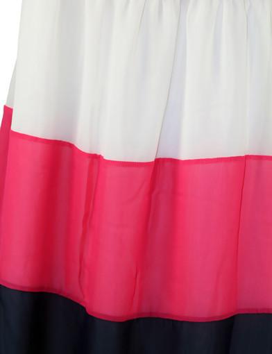 Stylish Hot Pink Color - Blocked Short Polyester Dress