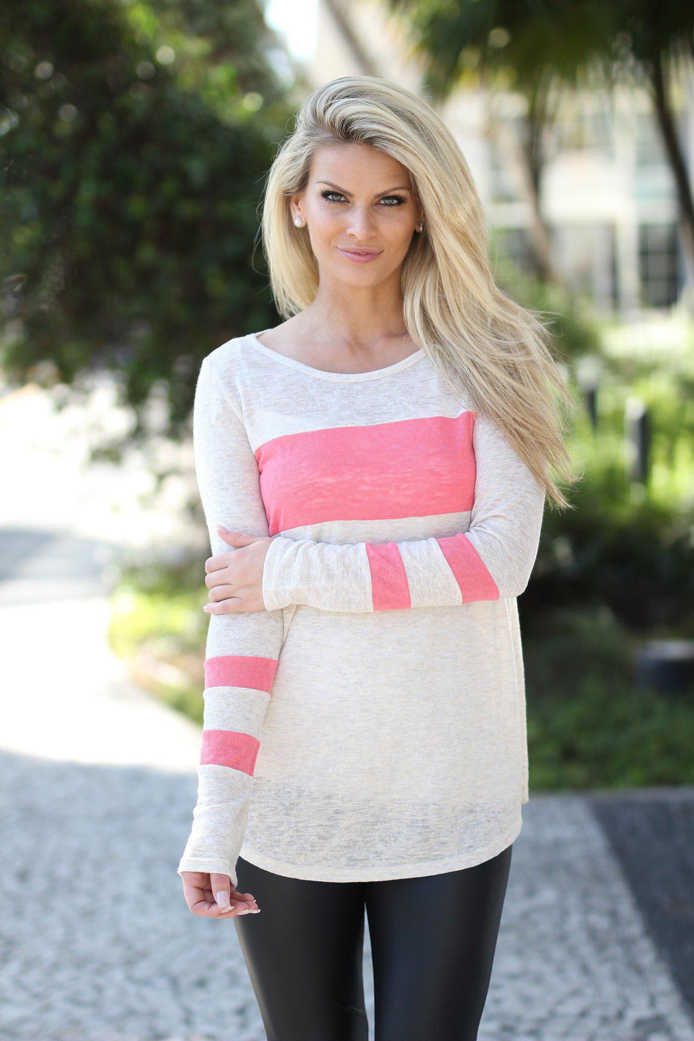 Chic Ivory and Pink Color - Block Top for Spring/Summer