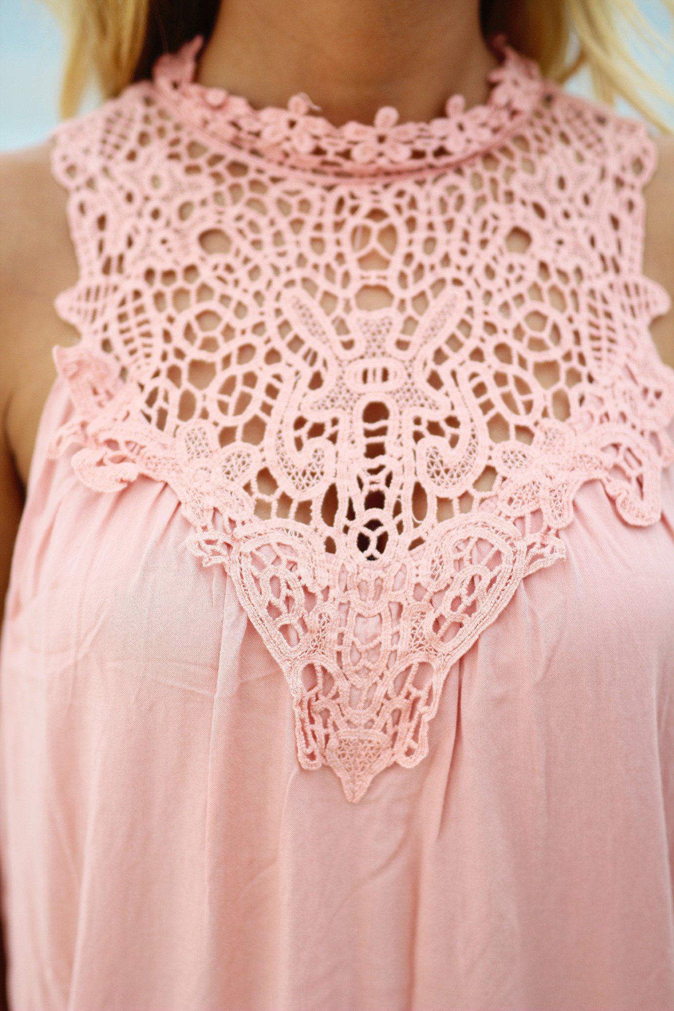 Elegant Blush Short Crochet Dress for Special Occasions