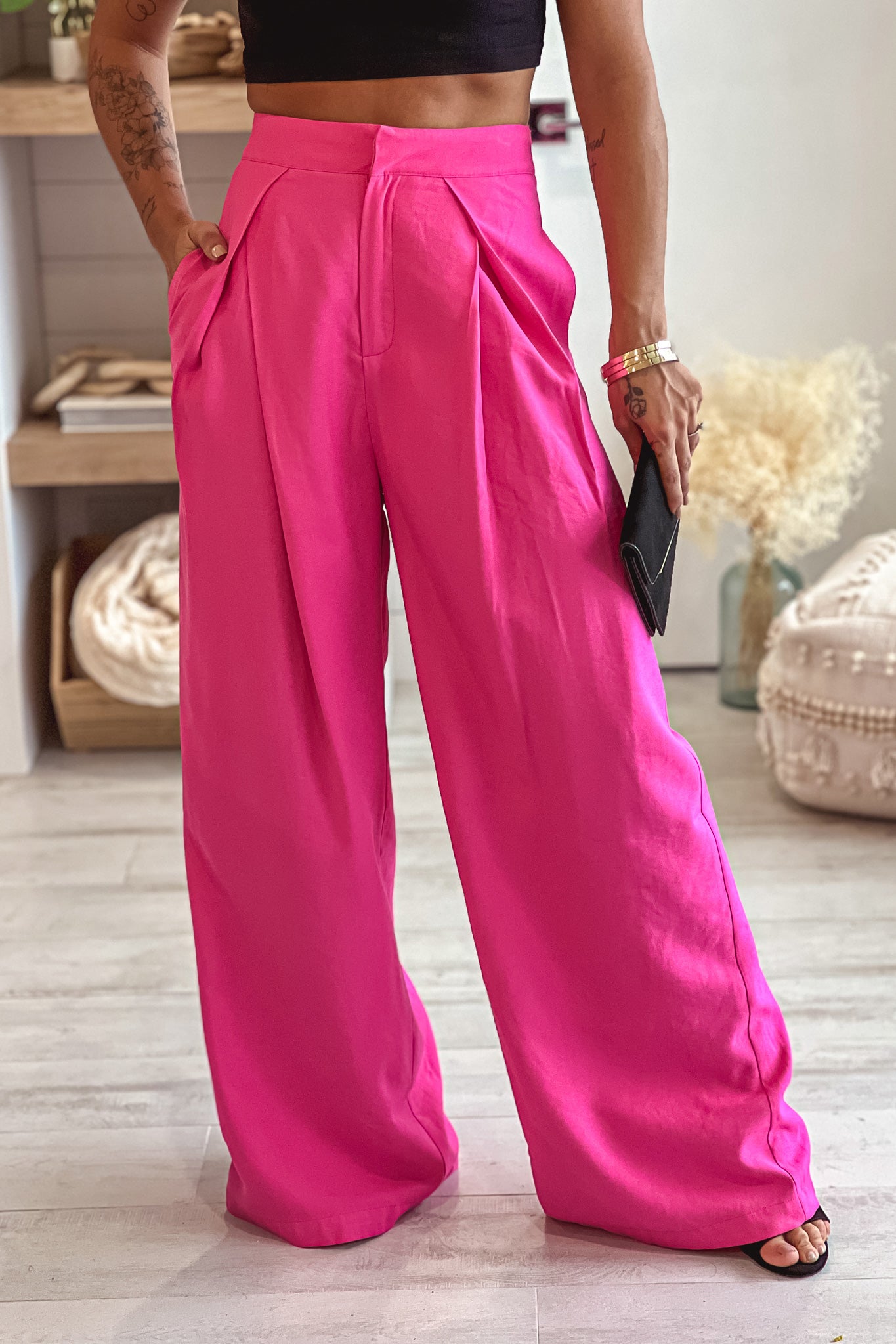 Stunning Hot Pink Women's Wide Leg Fashion Pants