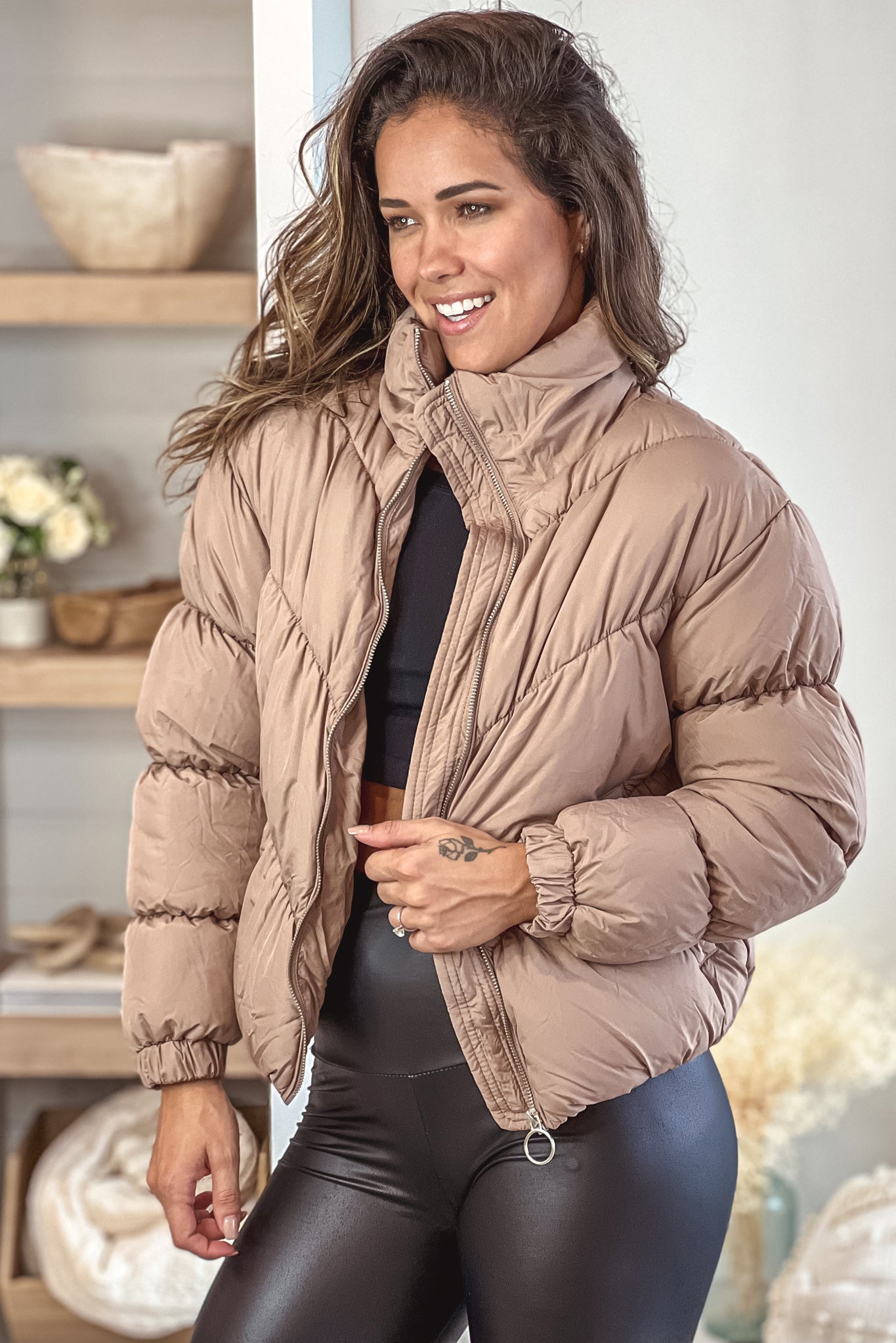 Cozy and Stylish Coco Brown Women's Winter Puffer Jacket