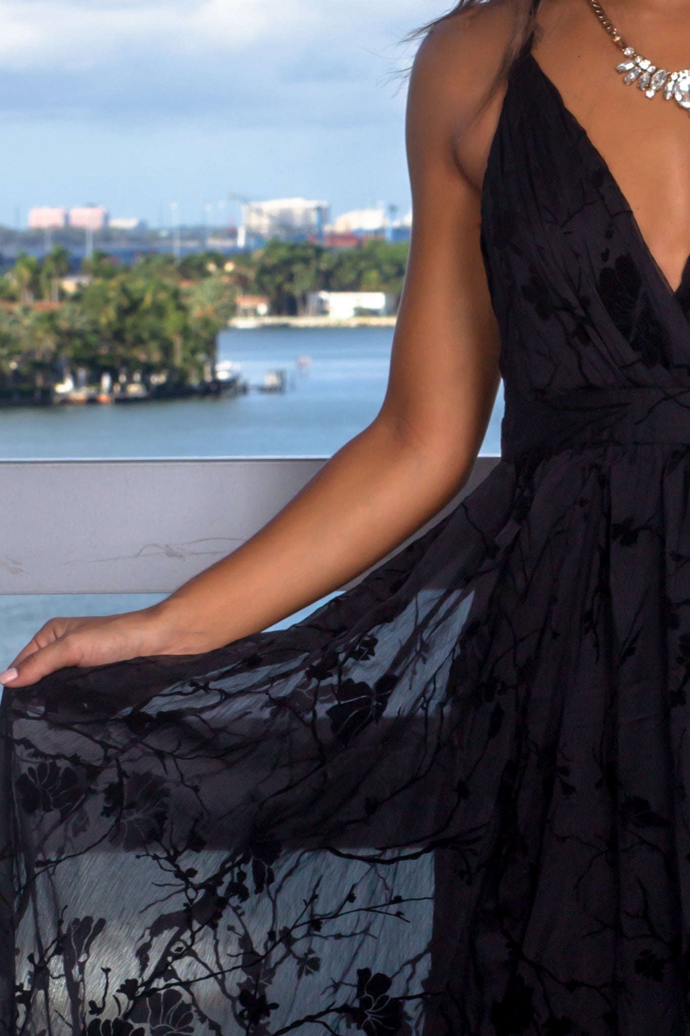 Stunning Black Floral Printed Women's Maxi Dress for Elegant Occasions