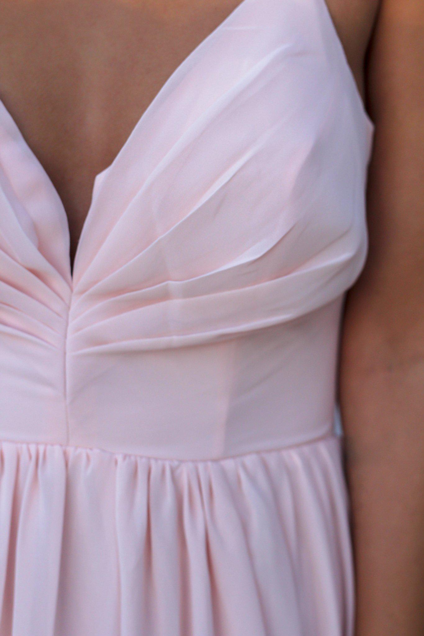 Gorgeous Blush Sleeveless Maxi Dress with Pleated Top and Lace-Up Back