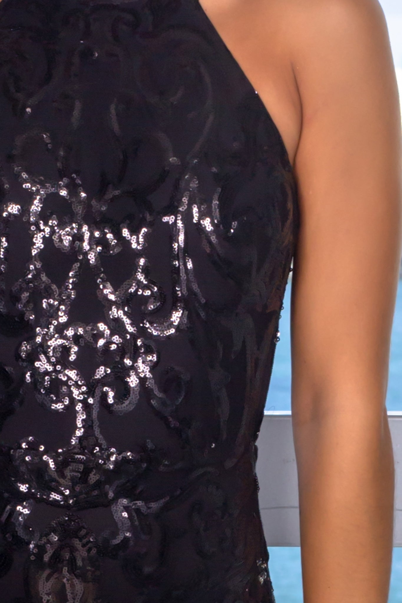 Stunning Black Sequin Halter Neck Maxi Dress for Special Occasions