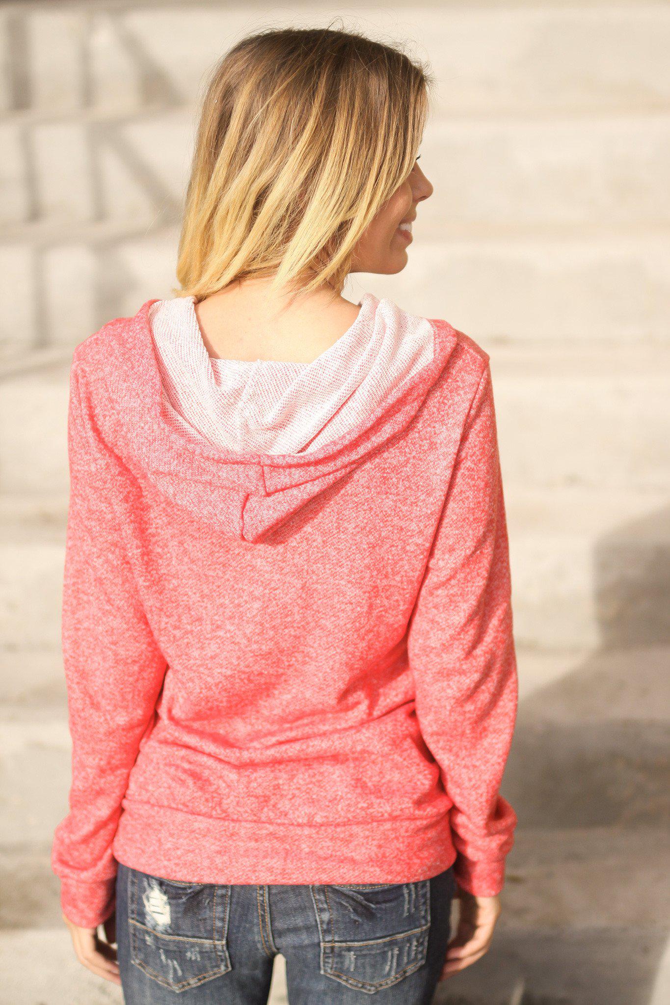 Stylish Coral-colored Button-up Hoodie for Casual Wear