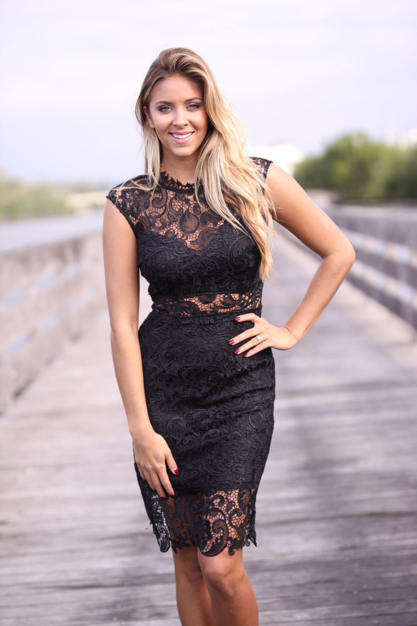 Elegant Black Sleeveless Lace Midi Dress for Special Occasions