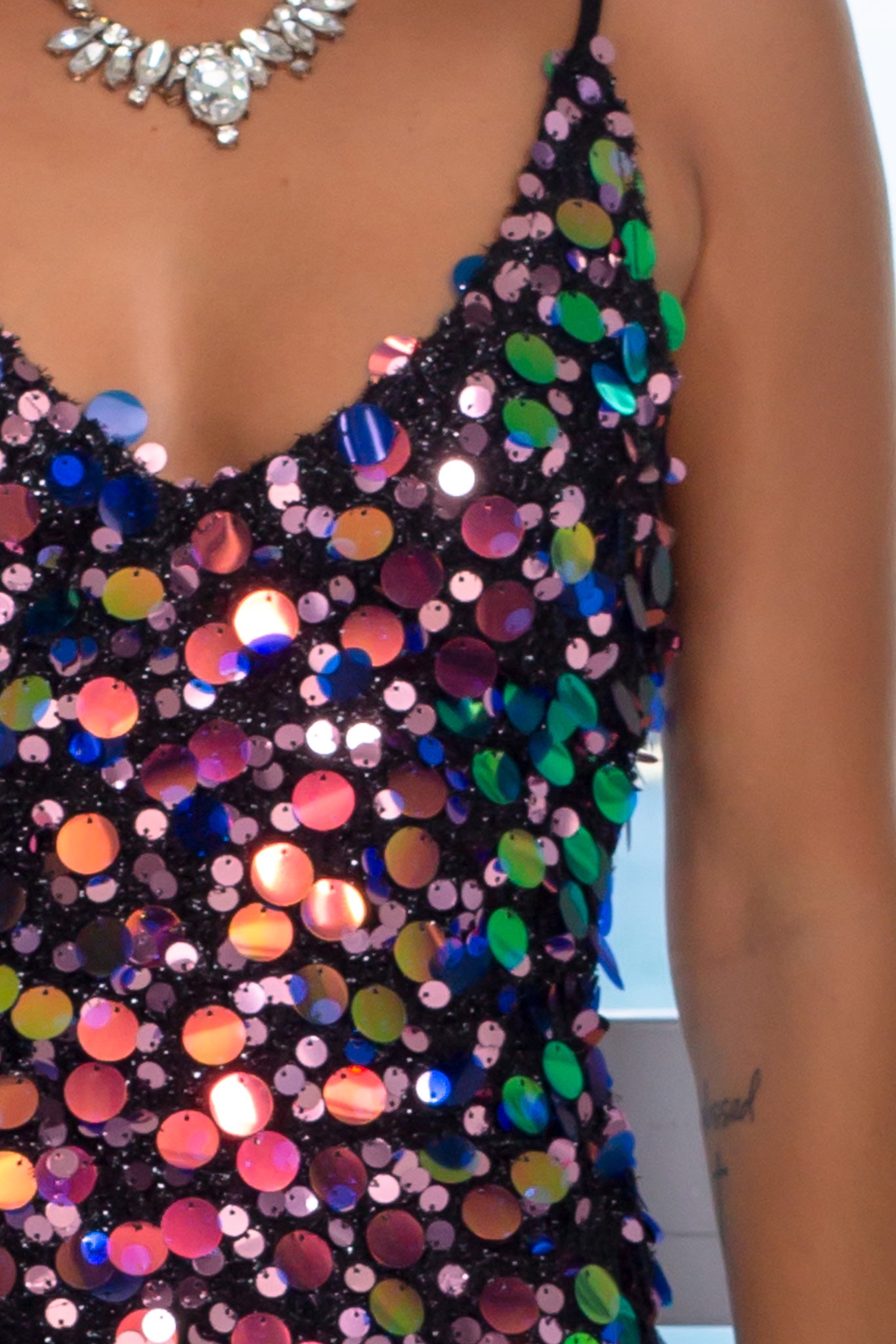 Stunning Iridescent Multi - Colored Short Evening Dress