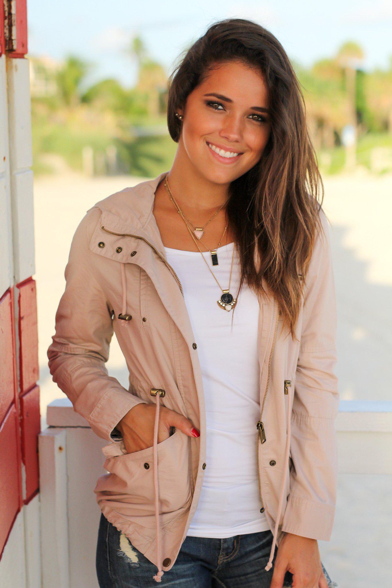 Adorable Blush Hooded Cotton Jacket for Fall Wardrobe