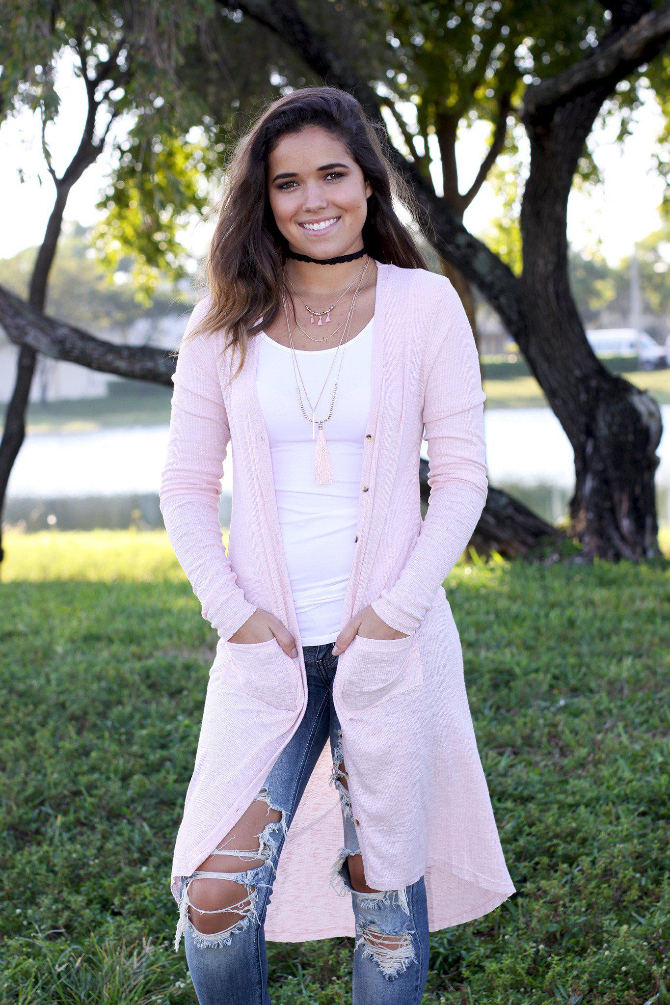 Stylish Lightweight Blush Open Duster Cardigan for Fashionable Look