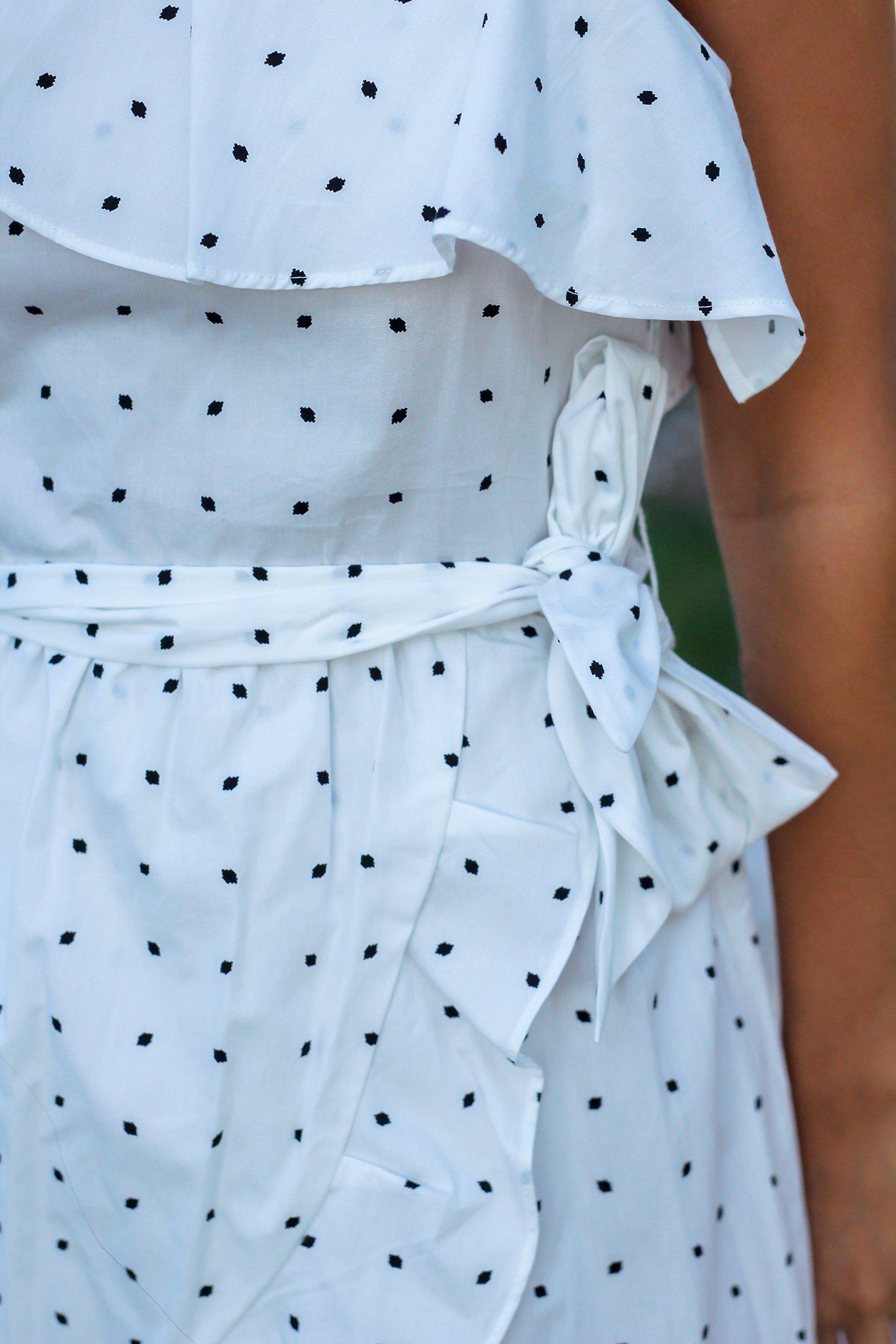 Stylish Ivory and Black Polka Dot High Low Summer Dress