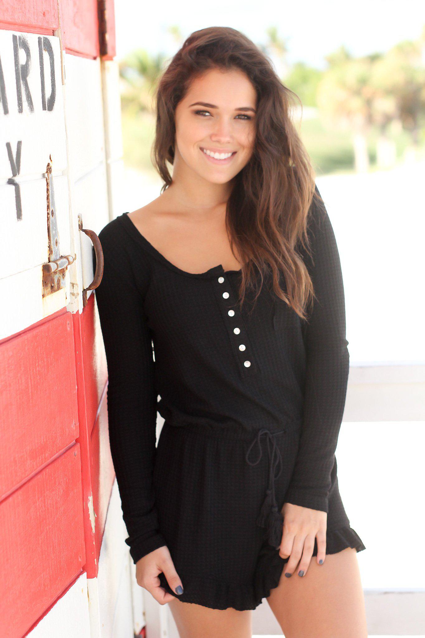 Stylish Black Knit Women's Romper for Casual Wear