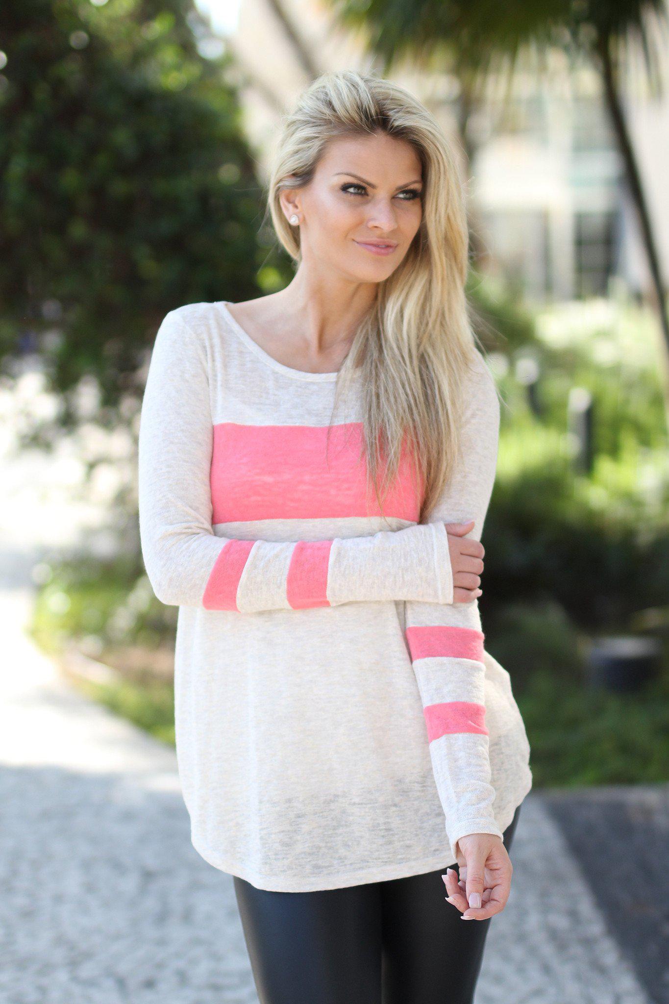 Chic Ivory and Pink Color - Block Top for Spring/Summer