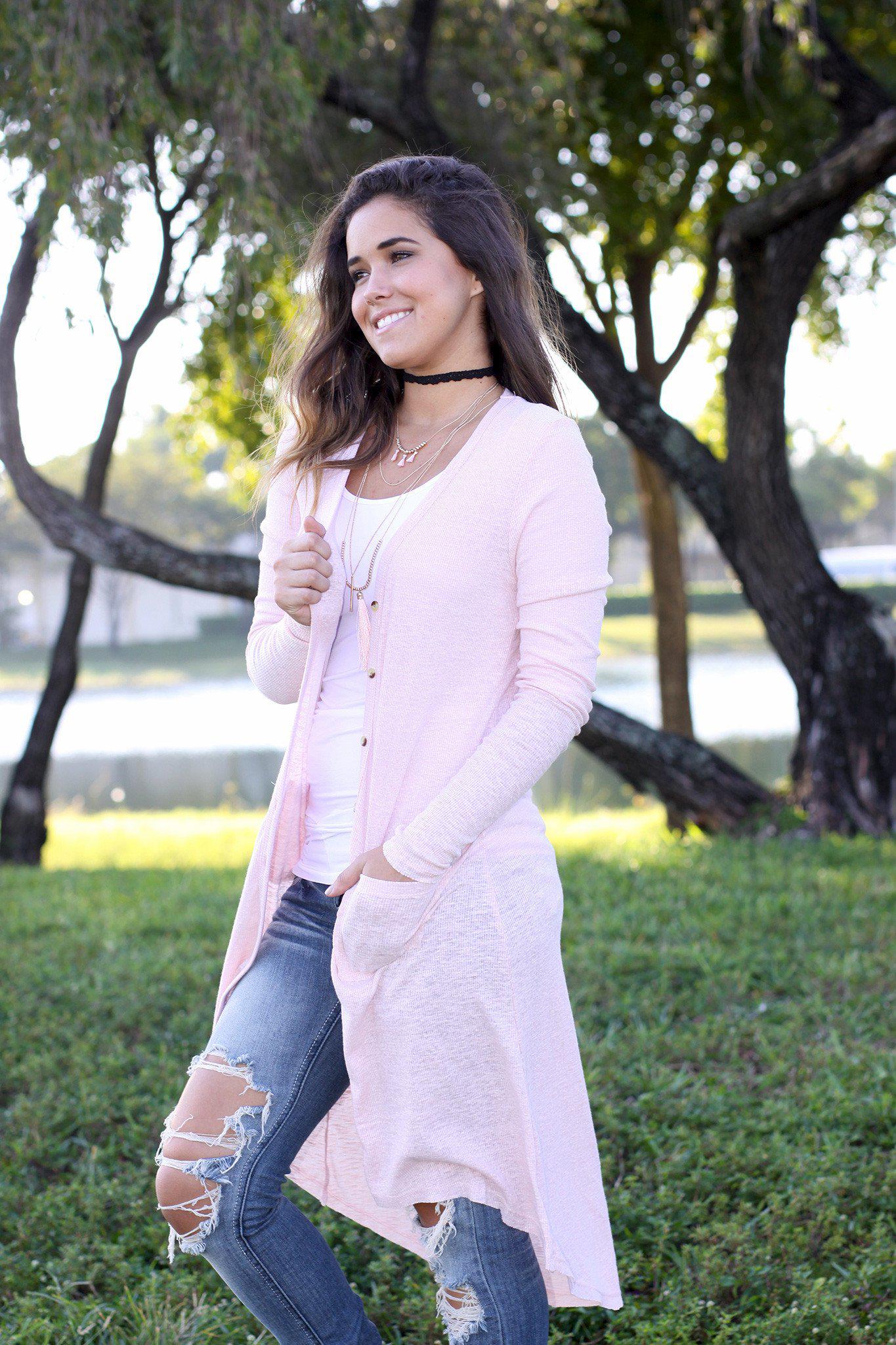 Stylish Lightweight Blush Open Duster Cardigan for Fashionable Look