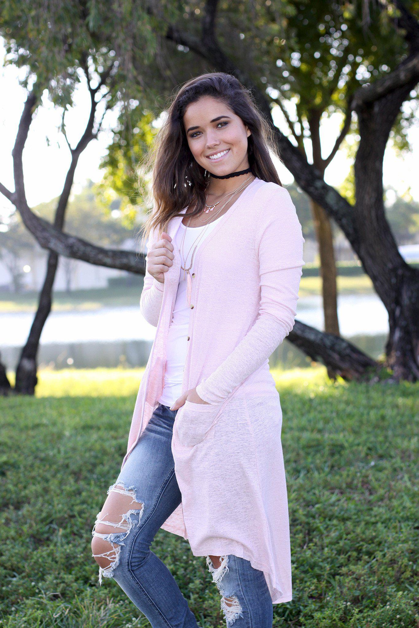 Stylish Lightweight Blush Open Duster Cardigan for Fashionable Look