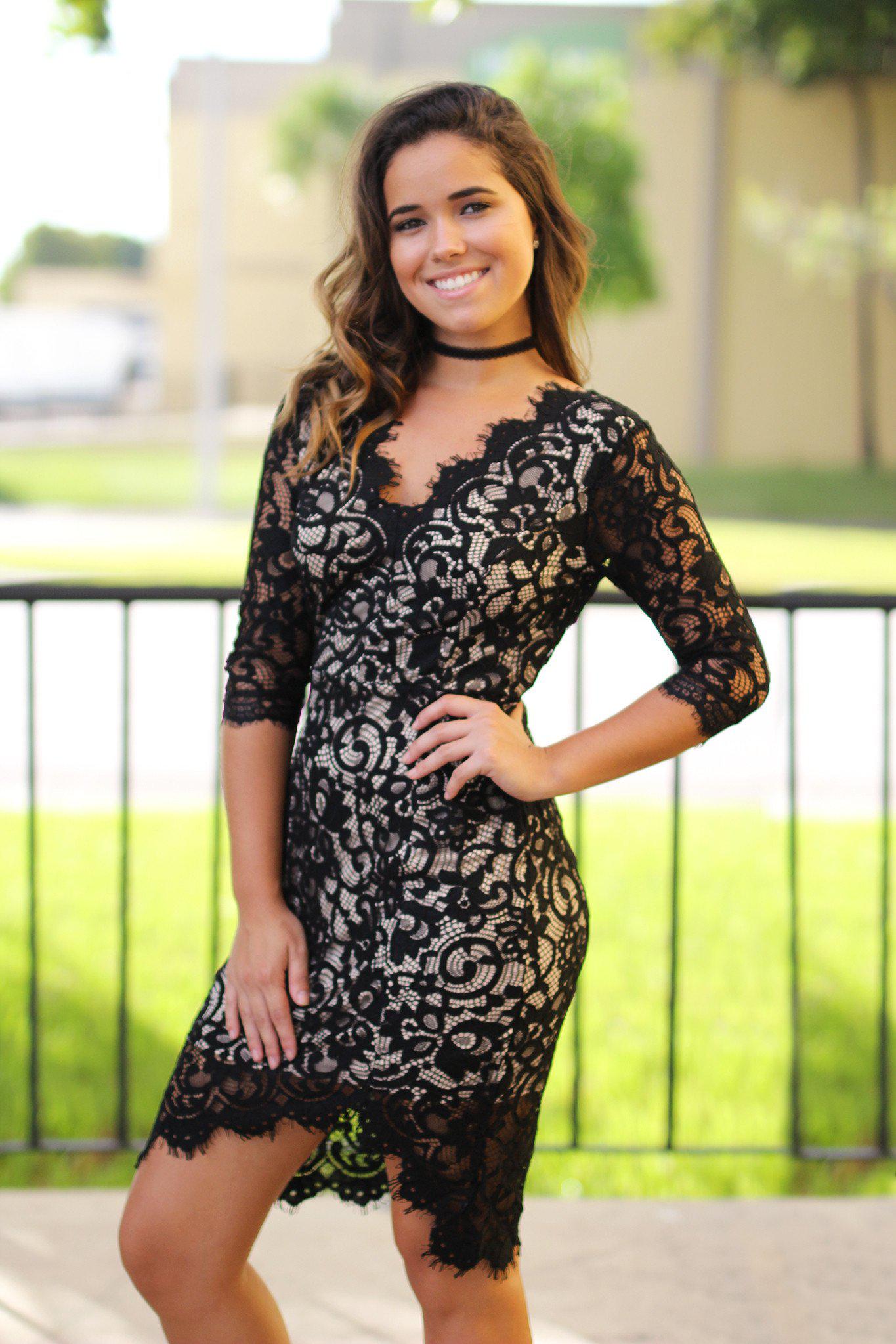 Stylish Black Lace Mid-length Women's Dress for All Occasions