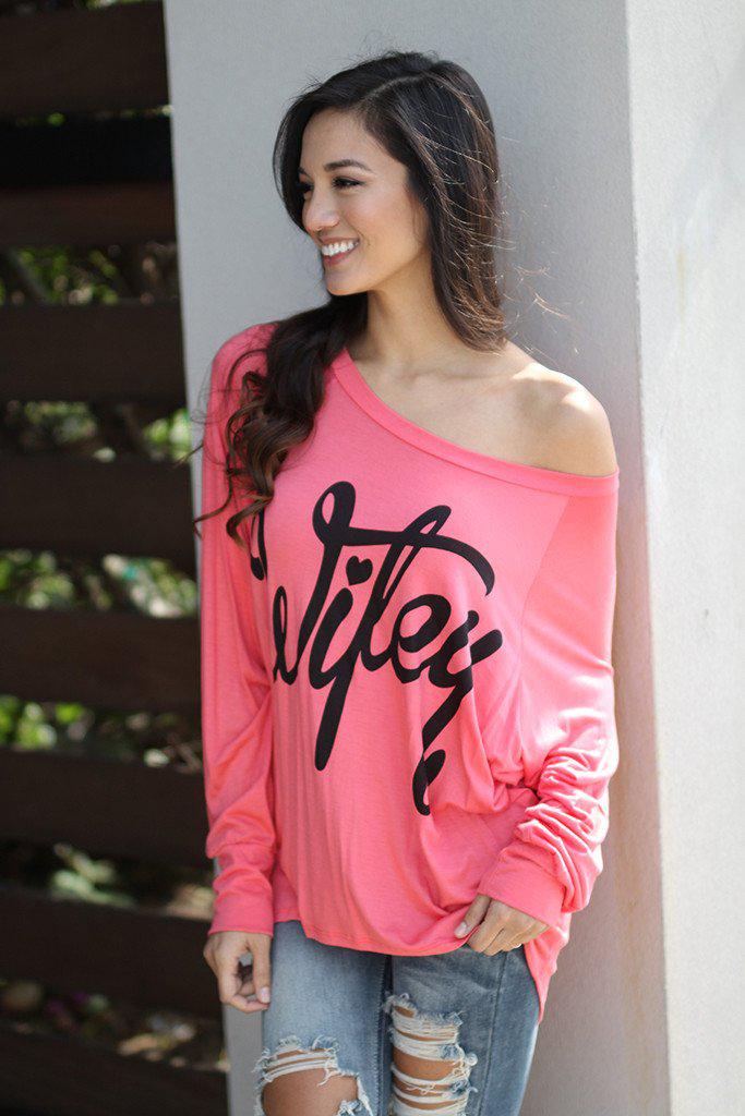 Coral-colored “Wifey” Women's Fashionable Top