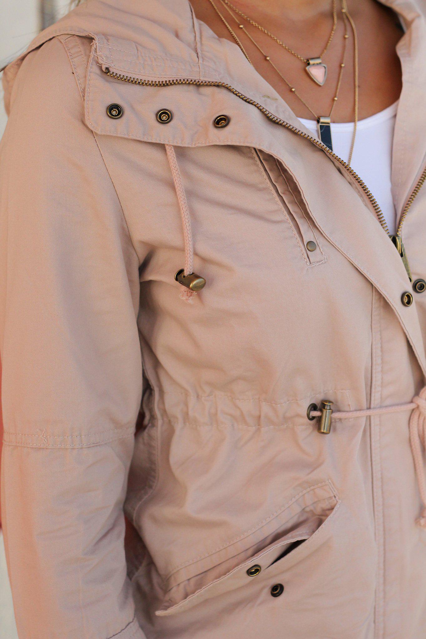 Adorable Blush Hooded Cotton Jacket for Fall Wardrobe
