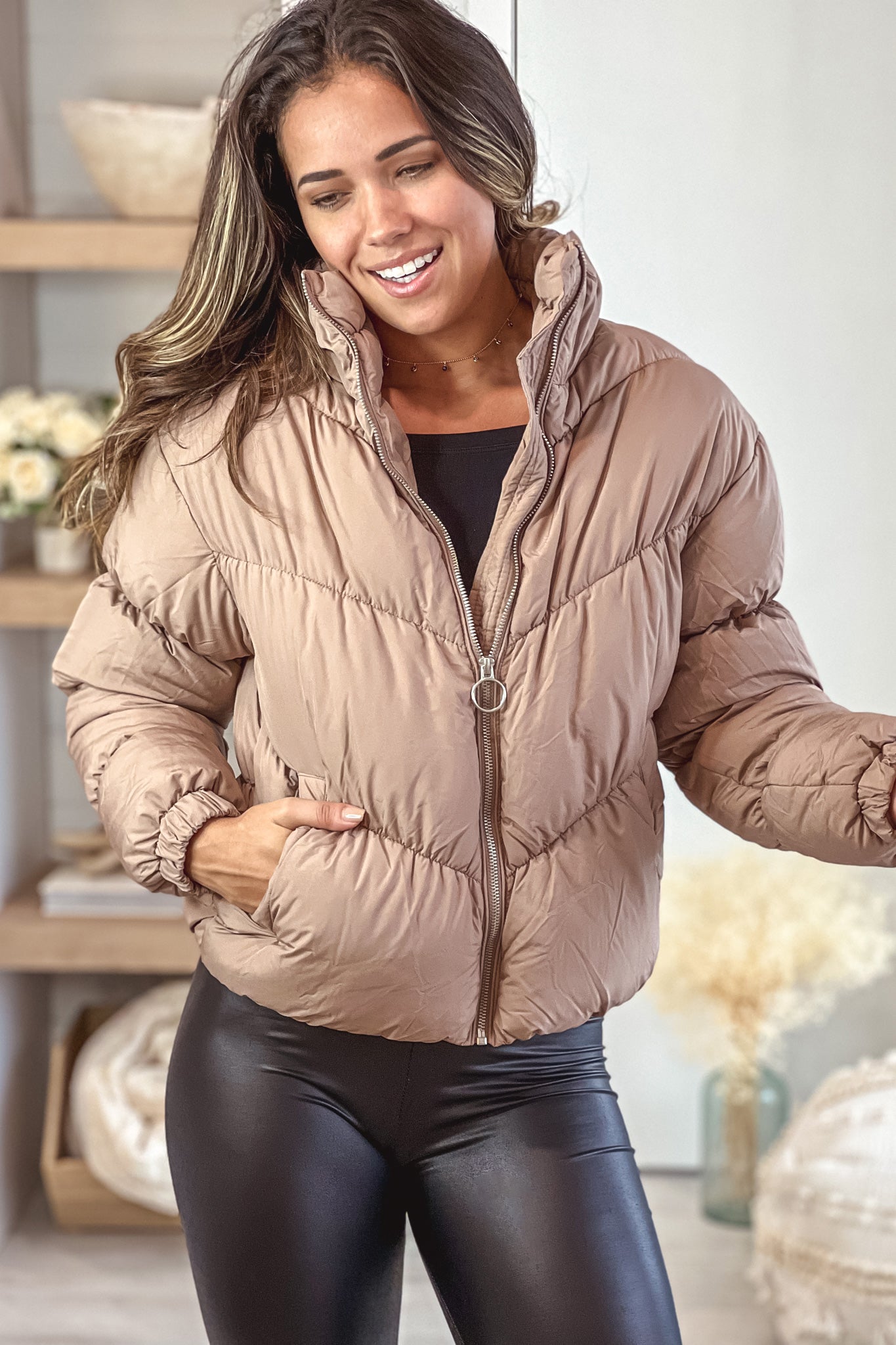Cozy and Stylish Coco Brown Women's Winter Puffer Jacket