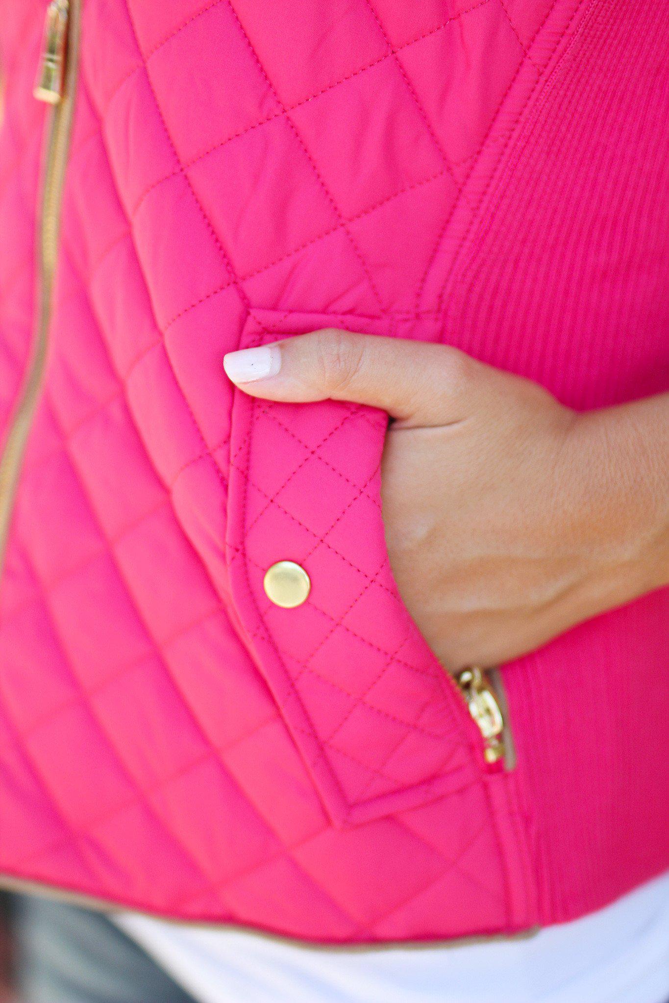 Stylish Coral Quilted Women's Vest with Functional Pockets for Cool Weather