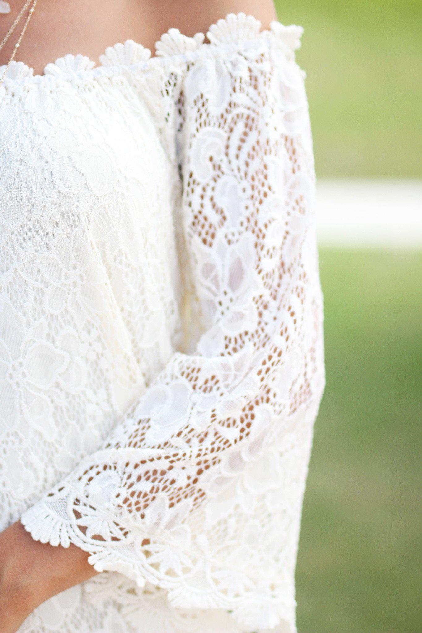 Romantic Cream-Colored Lace Off-the-Shoulder Short Party Dress