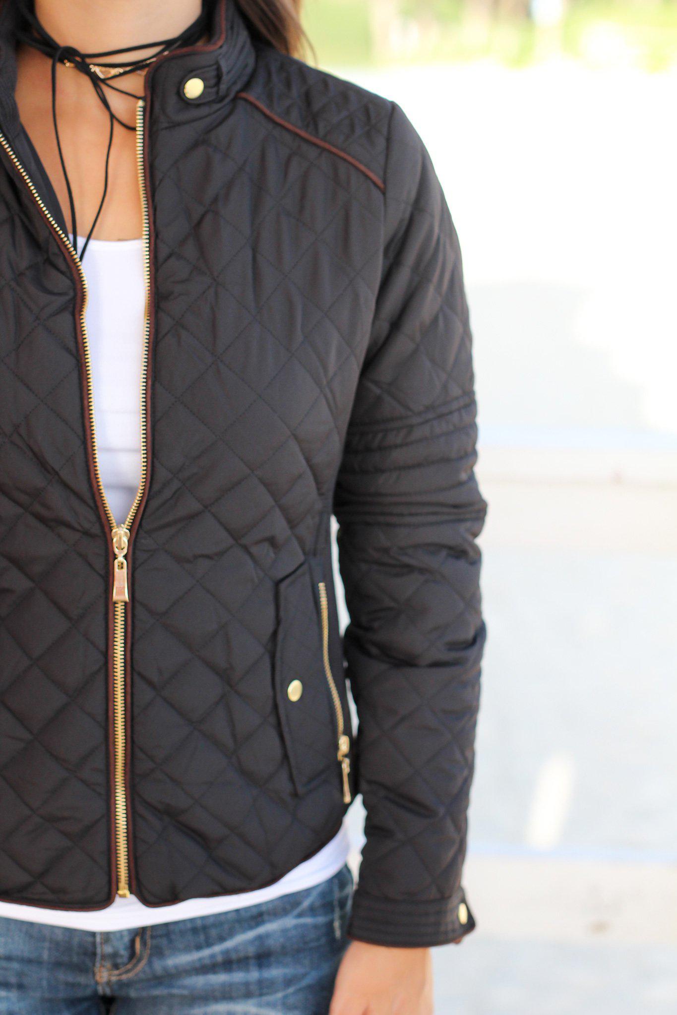 Stylish Black Quilted Women's Jacket for Fall and Winter
