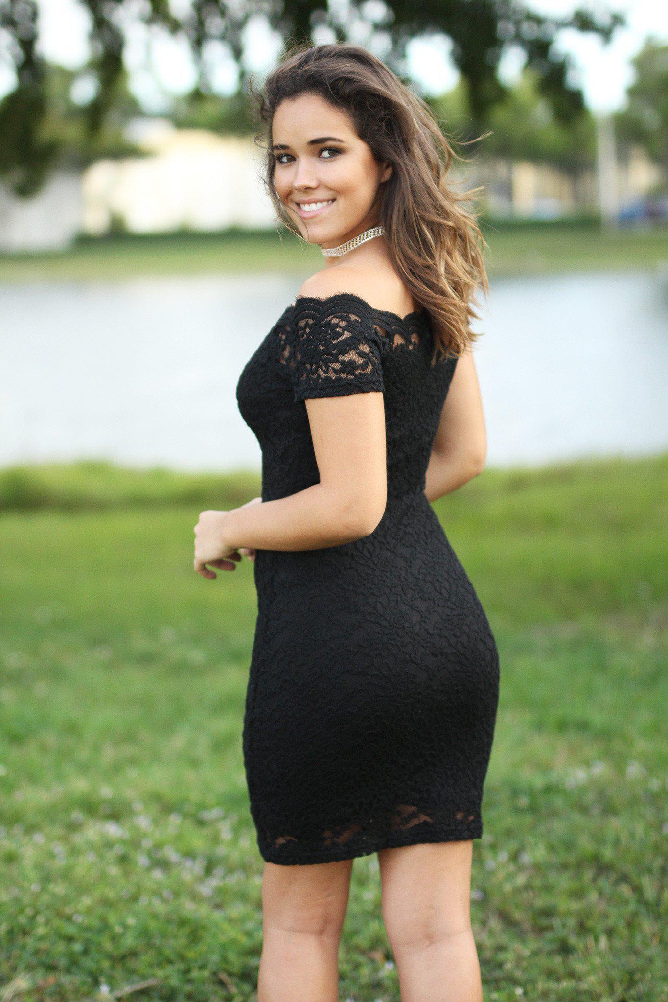 Stylish All - Over Black Lace Body - Hugging Bodycon Dress for Women