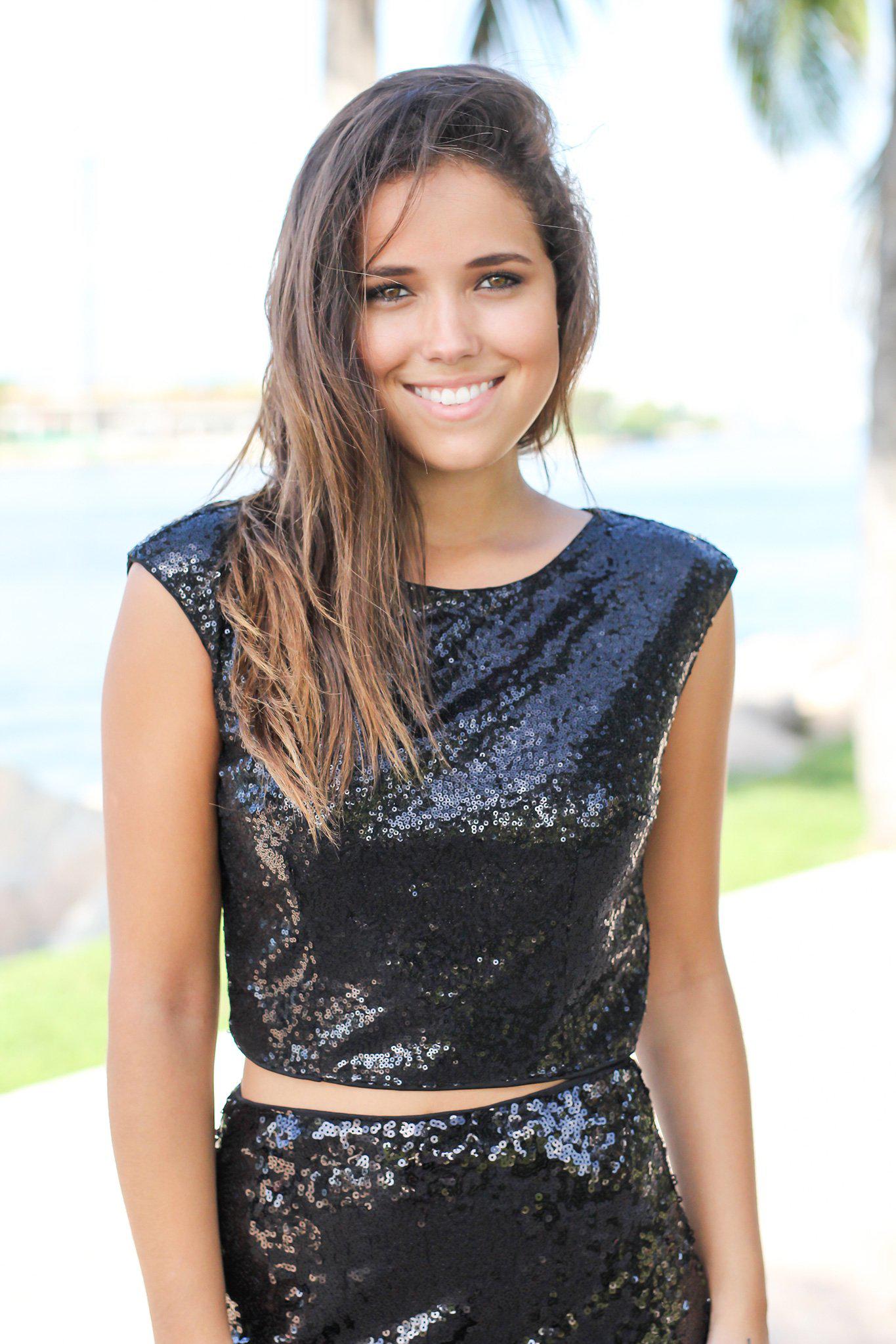 Gorgeous Black Sequin Women's Fashion Top for Special Occasions