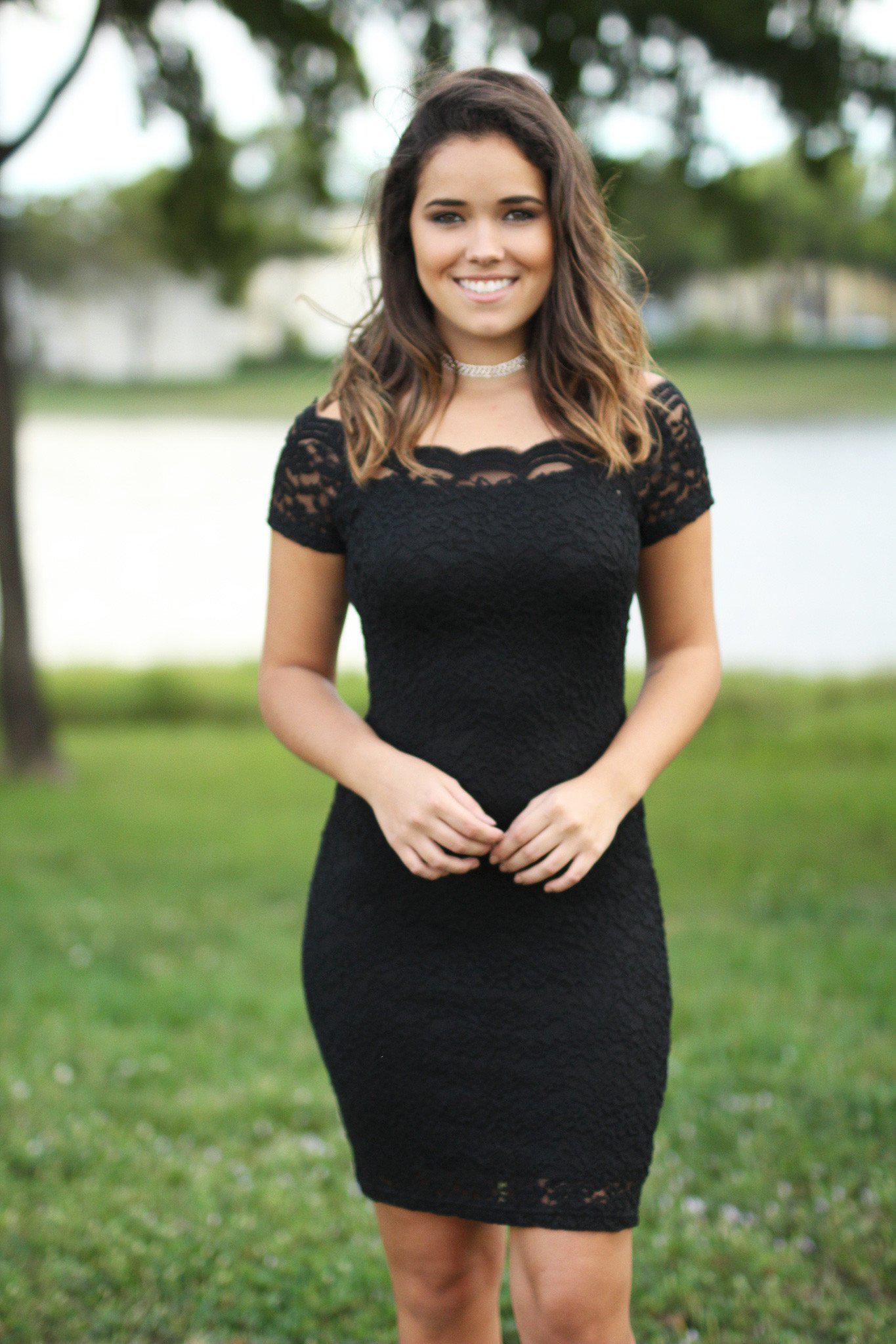 Stylish All - Over Black Lace Body - Hugging Bodycon Dress for Women