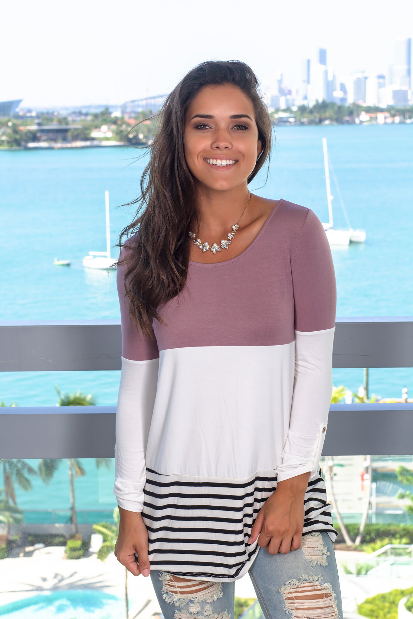 Stylish Mauve Women's Crochet-Backed Buttoned Top for Fashionable Outfits