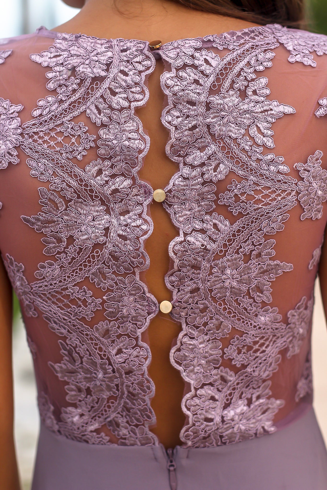 Gorgeous Mauve Maxi Dress with Embroidered Short-Sleeved Top and Side Slit