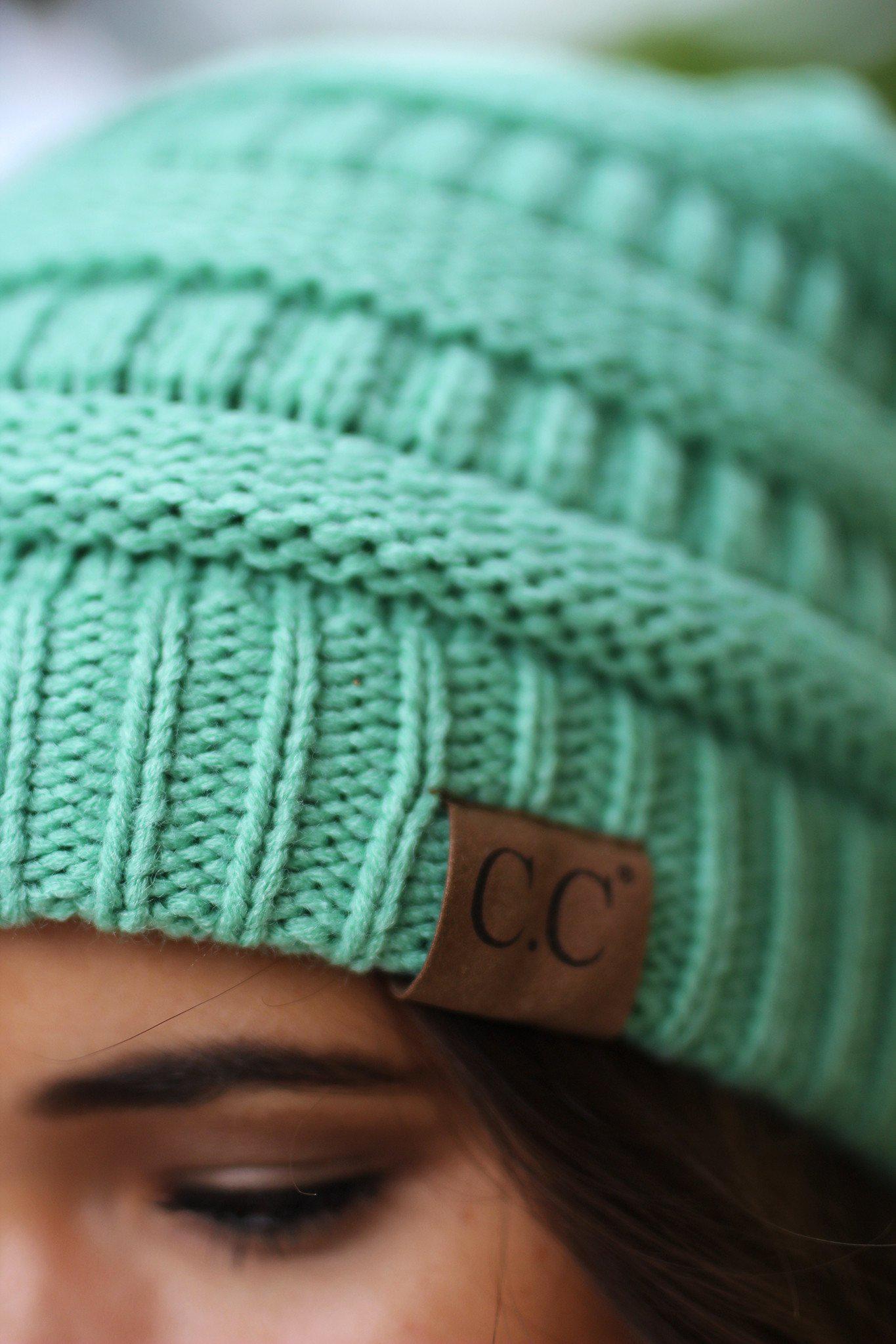 Stylish Mint-Colored Knitted Winter Beanie for Fashionable Head Coverage