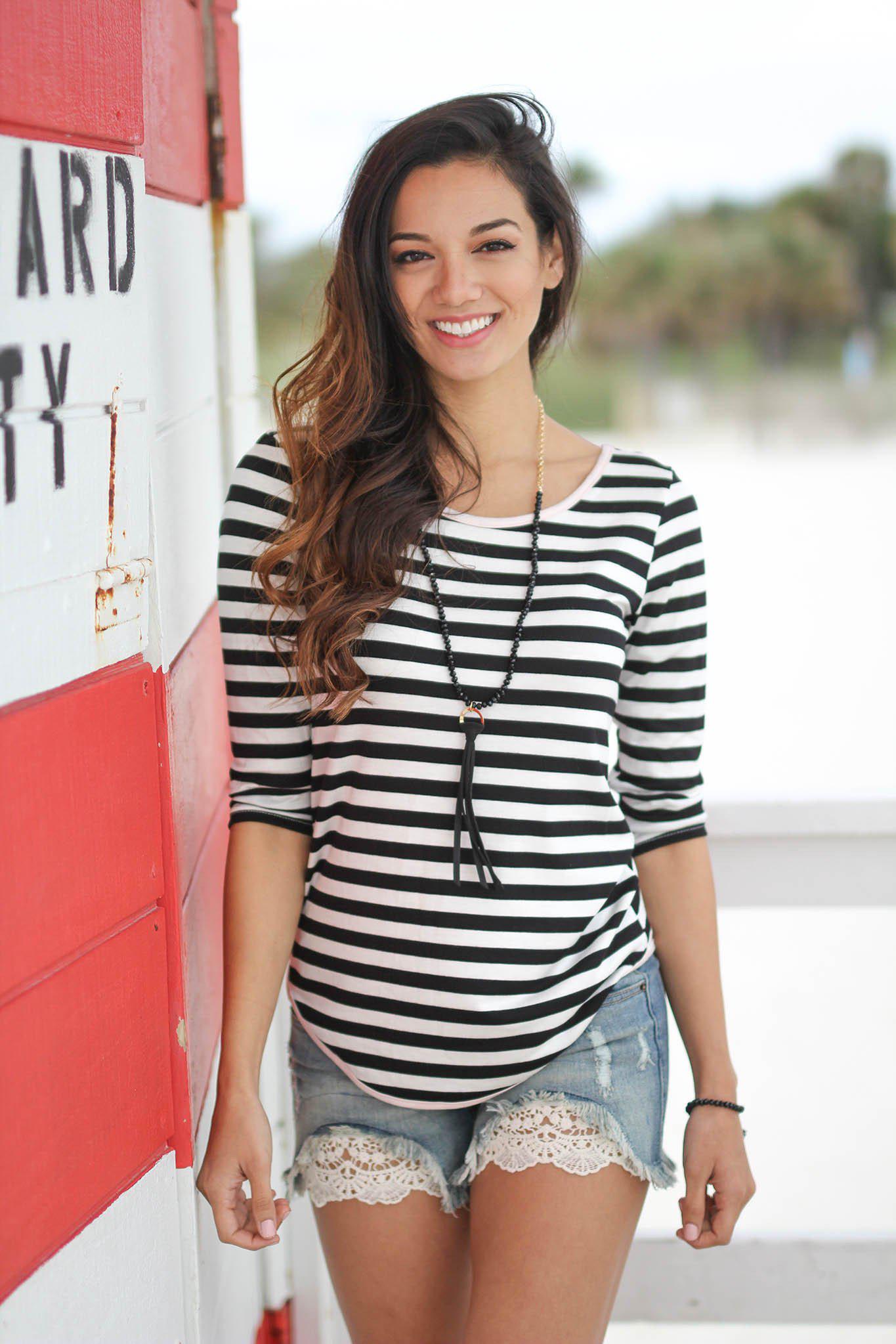 Fashionable Blush and Black Back Bow Women's Top for a Charming Look
