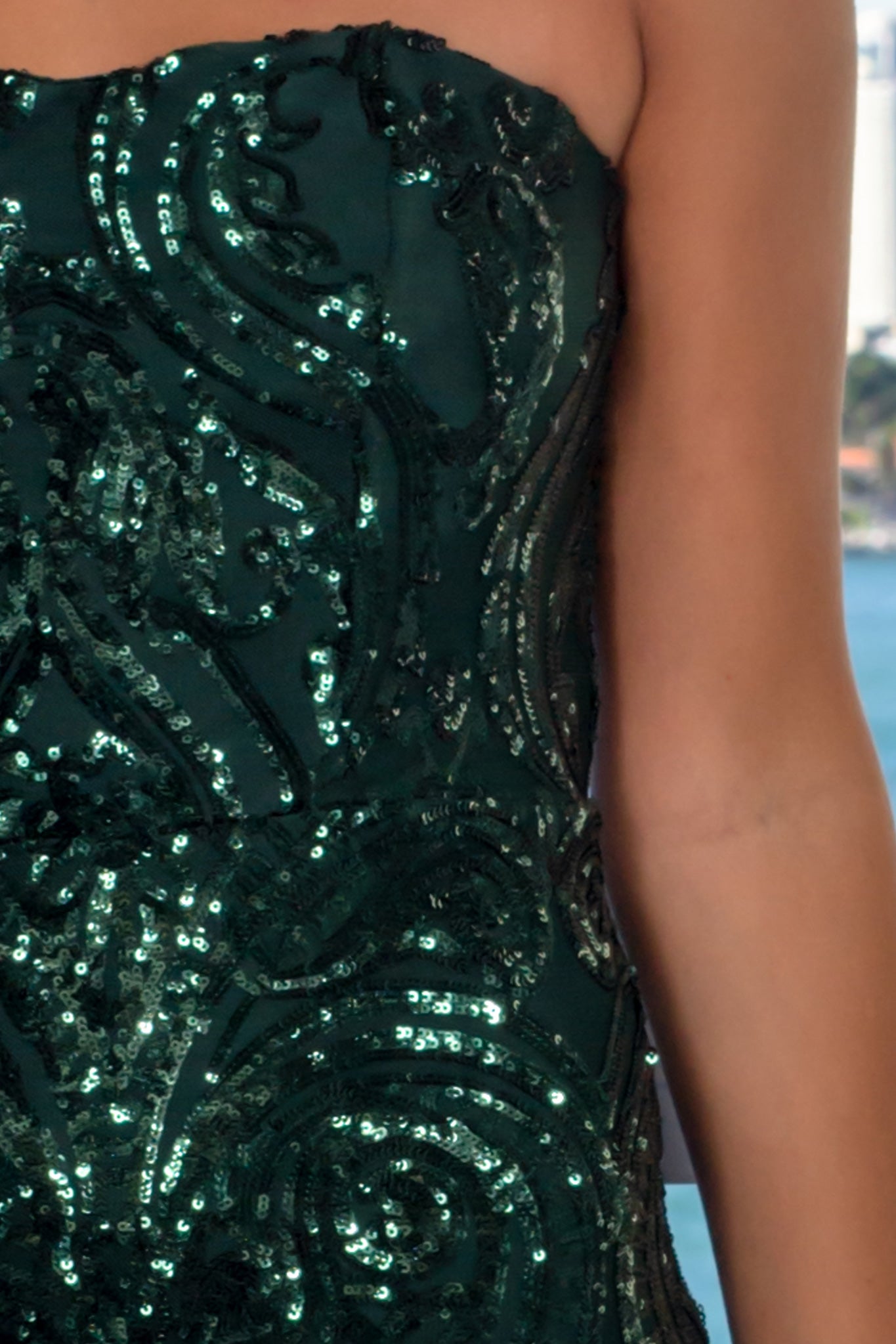 Gorgeous Hunter Green Strapless Sequin Party Short Dress for Women